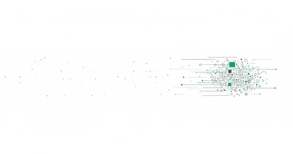 Abstract illustration of many faint dots converging into a bright cluster around a single topic